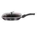 Tigaie grill cu capac Berlinger Haus, Carbon Pro, 28 cm, 2.1 L, aluminiu forjat, gri inchis
