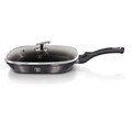 Tigaie grill cu capac Berlinger Haus, Carbon Pro, 28 cm, 2.1 L, aluminiu forjat, gri inchis