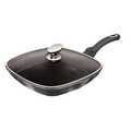 Tigaie grill cu capac Berlinger Haus, Carbon Pro, 28 cm, 2.1 L, aluminiu forjat, gri inchis
