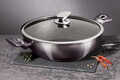 Tigaie Wok cu capac Berlinger Haus, Carbon Pro, 30 cm, aluminiu forjat, gri inchis