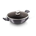 Tigaie Wok cu capac Berlinger Haus, Carbon Pro, 30 cm, aluminiu forjat, gri inchis