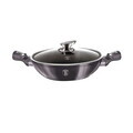 Tigaie Wok cu capac Berlinger Haus, Carbon Pro, 30 cm, aluminiu forjat, gri inchis