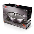 Tigaie Wok cu capac Berlinger Haus, Carbon Pro, 30 cm, aluminiu forjat, gri inchis