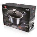 Oala cu capac Berlinger Haus, Carbon Pro, 30 cm, 8 L, aluminiu forjat, gri inchis