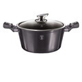 Oala cu capac Berlinger Haus, Carbon Pro, 30 cm, 8 L, aluminiu forjat, gri inchis
