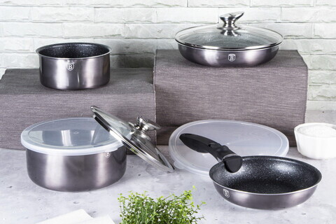 Set pentru gatit Berlinger Haus, Carbon Pro, 9 piese, aluminiu, gri inchis