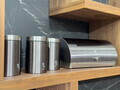 Set cutie pentru paine si 3 recipiente Berlinger Haus, Carbon Pro, 38.5x28x18.5 cm, inox, gri inchis/argintiu