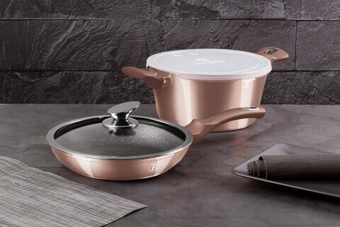 Set pentru gatit Berlinger Haus, Rose Gold, 4 piese, aluminiu forjat, roz