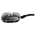 Tigaie grill cu capac Berlinger Haus, Shiny Black, 28 cm, 2.1 L, aluminiu forjat, negru
