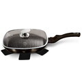 Tigaie grill cu capac Berlinger Haus, Shiny Black, 28 cm, 2.1 L, aluminiu forjat, negru