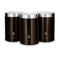 Set 3 recipiente depozitare Berlinger Haus, Shiny Black, 11x17.8 cm, inox, negru/argintiu