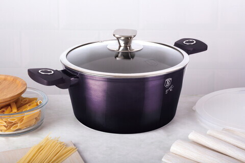 Oala cu capac Berlinger Haus, Purple Eclipse, 24 cm, 4.1 L, aluminiu forjat, mov