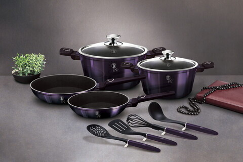 Set oale pentru gatit Berlinger Haus, Purple Eclipse, 10 piese, aluminiu forjat, mov