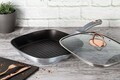 Tigaie grill cu capac Berlinger Haus, Moonlight, 28 cm, 2.1 L, aluminiu forjat, gri