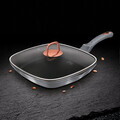 Tigaie grill cu capac Berlinger Haus, Moonlight, 28 cm, 2.1 L, aluminiu forjat, gri