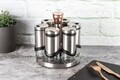 Set 6 recipiente pentru condimente si suport, Berlinger Haus, Moonlight, 120 ml, inox/sticla, argintiu