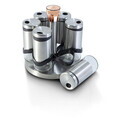 Set 6 recipiente pentru condimente si suport, Berlinger Haus, Moonlight, 120 ml, inox/sticla, argintiu