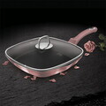 Tigaie grill cu capac Berlinger Haus, I-Rose, 28 cm, 2.1 L, aluminiu forjat, roz
