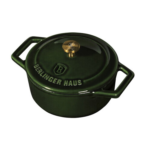 Cratita cu capac Berlinger Haus, Strong Mold, 10 cm, 310 ml, fonta, verde