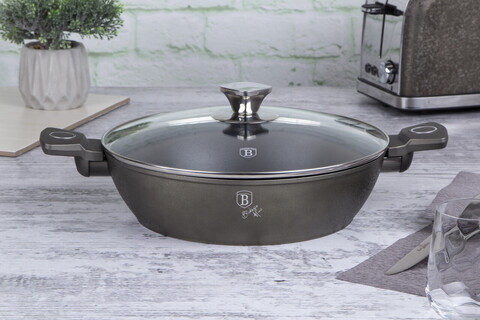 Oala cu capac Berlinger Haus, Crystal, 28 cm, 3.8 L, aluminiu forjat, sampanie
