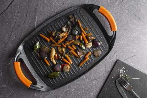 Tava grill Berlinger Haus, Granit Diamond, 47x29 cm, aluminiu, negru