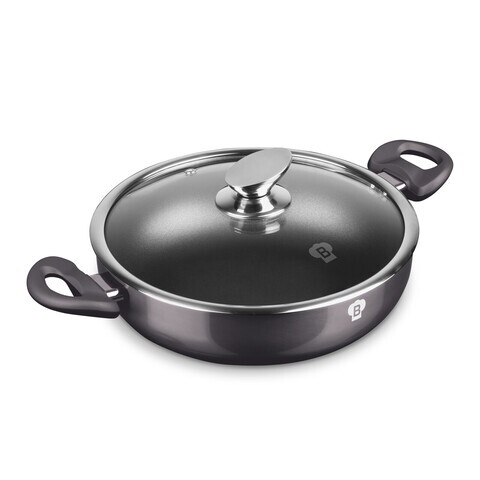 Oala cu capac Blaumann, Carbon Pro, 24 cm, aluminiu turnat, gri inchis