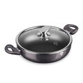 Oala cu capac Blaumann, Carbon Pro, 24 cm, aluminiu turnat, gri inchis