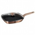 Tigaie grill cu capac Kikoza , Kikoza Milano, 28 cm, 2.1 L, aluminiu forjat, roz