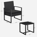Set mobilier pentru gradina/terasa 3 piese, polietilena/otel/sticla securizata, negru