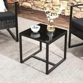 Set mobilier pentru gradina/terasa 3 piese, polietilena/otel/sticla securizata, negru