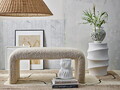 Bancheta, Bloomingville, Bobbie, 100x45x45 cm, lemn de pin/placaj/poliester, natural