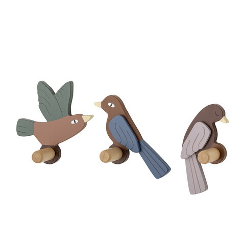 Set 3 cuiere de perete, Bloomingville, Lewi, 8.5x4x10 cm, FSC 100%, MDF, maro