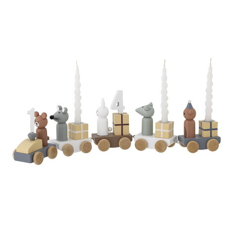 Jucarie aniversara, Bloomingville, Junaid Birthday v2, 38x5x11 cm, FSC 100%, MDF/lemn de fag, multicolor