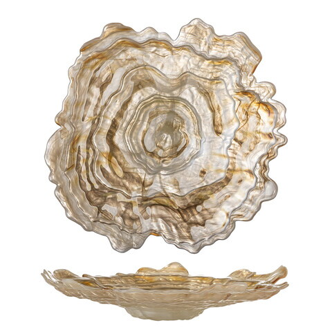 Bol decorativ, Bloomingville, Asimi, 38x8 cm, sticla, natural