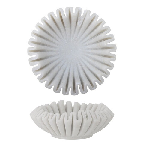 Bol decorativ, Bloomingville, Harmonia, 17.5x6 cm, marmura, alb