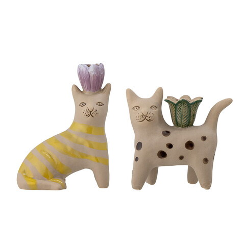 Set 2 suporturi lumanari, Bloomingville, Mamie, 12x7.5x16 cm, ceramica, multicolor