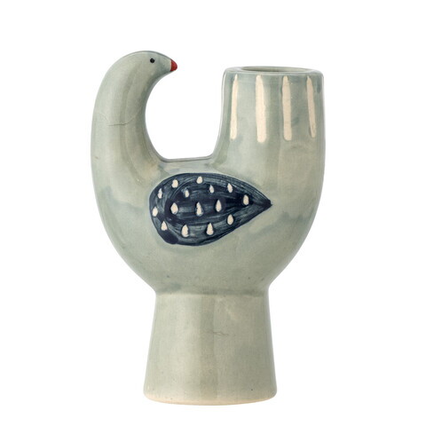 Suport pentru lumanari, Bloomingville, Trudy, 9x6x12.5 cm, ceramica, albastru