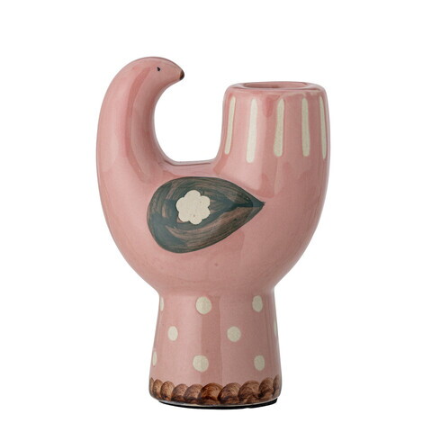 Suport pentru lumanari, Bloomingville, Trudy, 9x6x12.5 cm, ceramica, roz