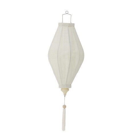 Decoratiune suspendata, Bloomingville, Pomp, 26x50 cm, poliester/bambus, alb