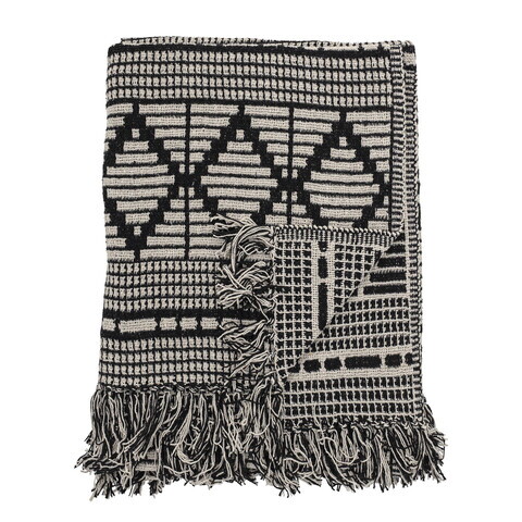 Pled, Bloomingville, Gutte, 130x160 cm, amestec bumbac, negru