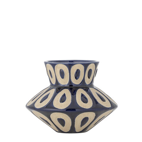 Vaza decorativa, Bloomingville, Bashir, 16x12 cm, ceramica, albastru
