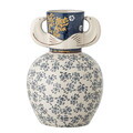 Vaza decorativa, Bloomingville, Hezha, 16.5x23.5 cm, ceramica, albastru