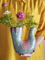 Vaza decorativa, Bloomingville, Trudy, 19x7.5x19 cm, ceramica, albastru