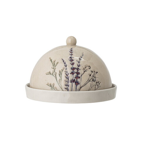 Untiera cu capac, Bloomingville, Bea, 15x10 cm, ceramica, natural
