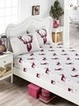 Set de pat pentru o persoana Geyik - Claret Red, EnLora Home, 2 piese, 65% bumbac si 35% poliester, visiniu