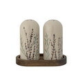 Set solnita si pipernita in suport, Bloomingville, Bea, 12.5x5.5x11 cm, 50 ml, ceramica/lemn de salcam, natural