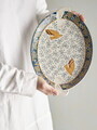 Platou pentru servire, Bloomingville, Hezha, 34x25x3.5 cm, ceramica, albastru