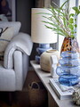 Lampa de masa, Bloomingville, Fabiola, 1 x E27, 24x51 cm, sticla/in, albastru