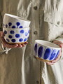 Set 3 boluri, Bloomingville, Linora, 12.5x8 cm, 580 ml, ceramica, albastru