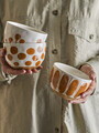 Set 3 boluri, Bloomingville, Linora, 12.5x8 cm, 580 ml, ceramica, maro